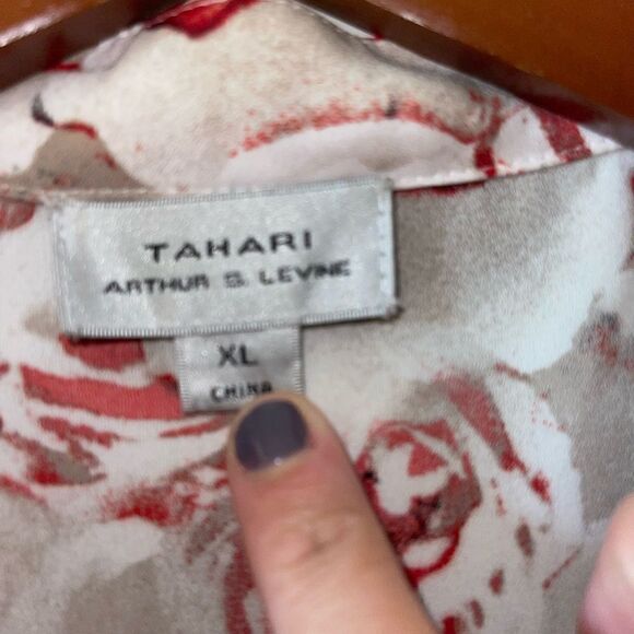 Tahari ASL Floral Sleeveless Ruffle Blouse XL - Picture 4 of 9